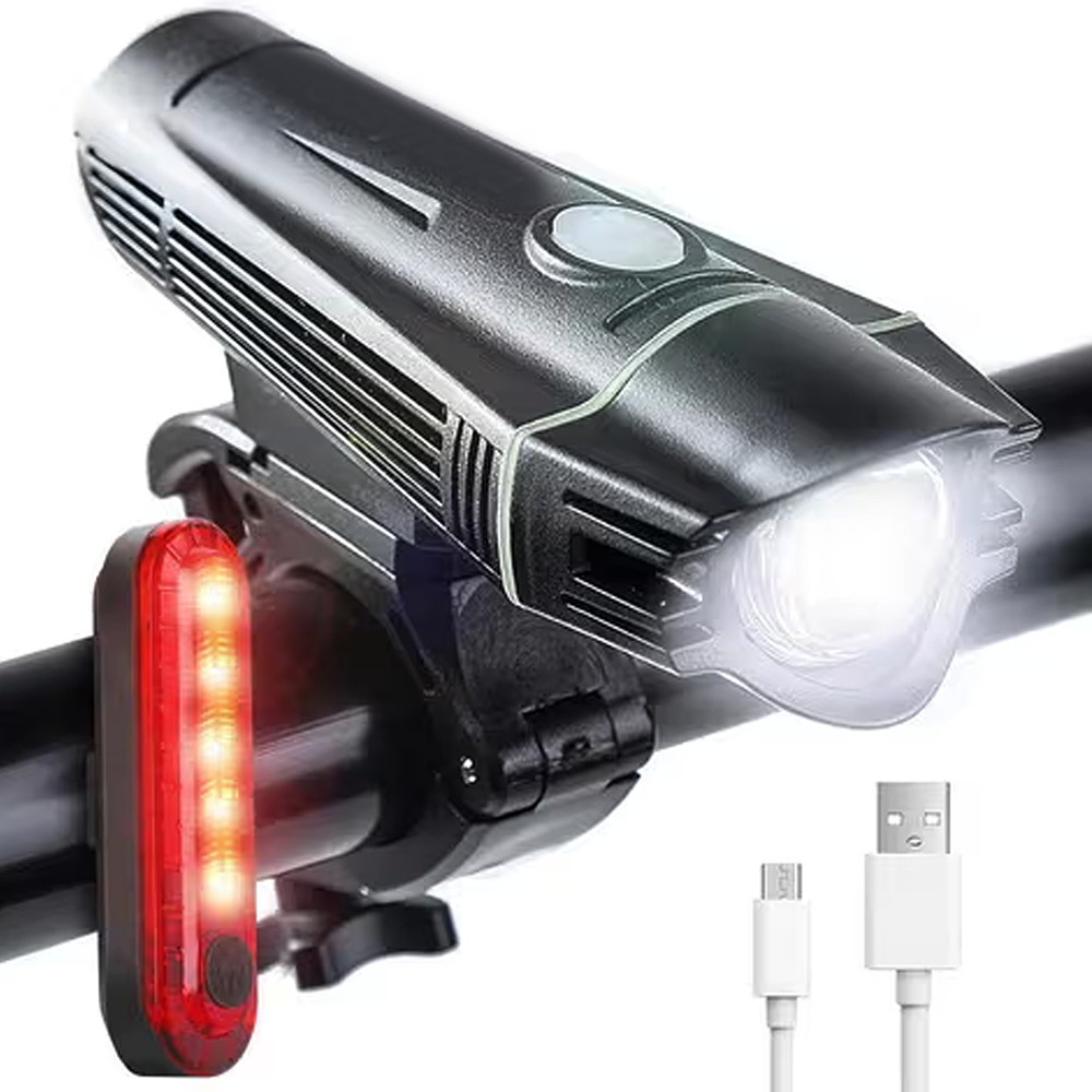 350 Lumens USB Rechargeable Bicycle Light Set 4 Modes Front Headlight And Rear Taillight 100m Beam Range – Bild 6