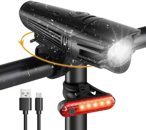 350 Lumens USB Rechargeable Bicycle Light Set 4 Modes Front Headlight And Rear Taillight 100m Beam Range – Bild 5