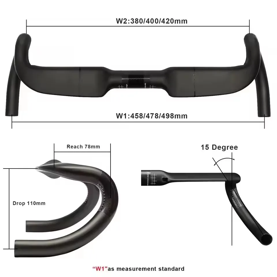 RXL SL Gravel Bike Handlebar,Carbon Fiber Bicycle Handlebar,Racing Bike Drop Bar 31.8x458/478/498mm,Aero Dropbars Inner Routing – Bild 2