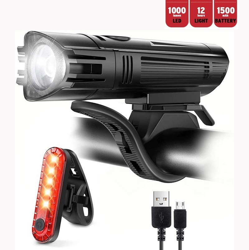 350 Lumens USB Rechargeable Bicycle Light Set 4 Modes Front Headlight And Rear Taillight 100m Beam Range – Bild 3