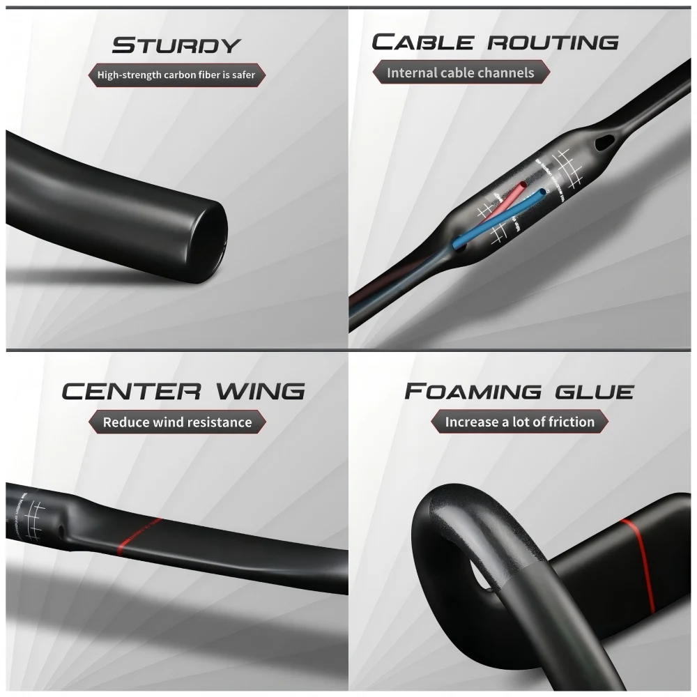RXL SL Gravel Bike Handlebar,Carbon Fiber Bicycle Handlebar,Racing Bike Drop Bar 31.8x458/478/498mm,Aero Dropbars Inner Routing – Bild 4